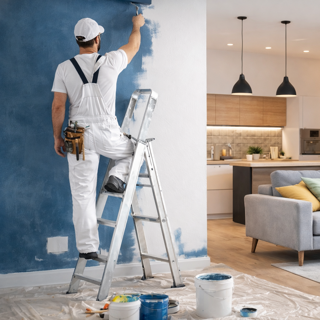 Barandal pintado azul